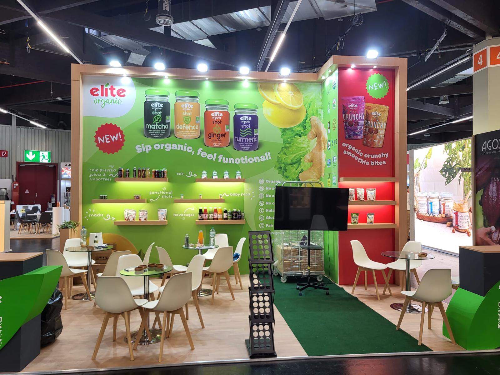 ELITE NATUREL BIOFACH 2026 - Custom exhibition stand design by UNIO Exhibition for ELITE NATUREL